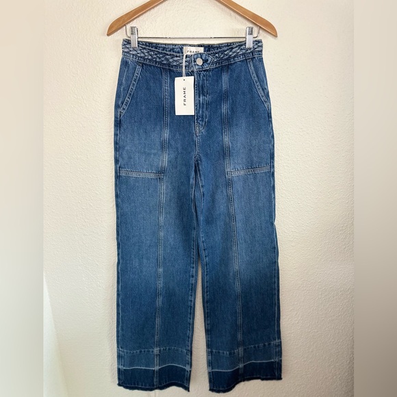 Frame Denim Braided High-Rise Wide-Leg Jeans sz 25 - Picture 5 of 10